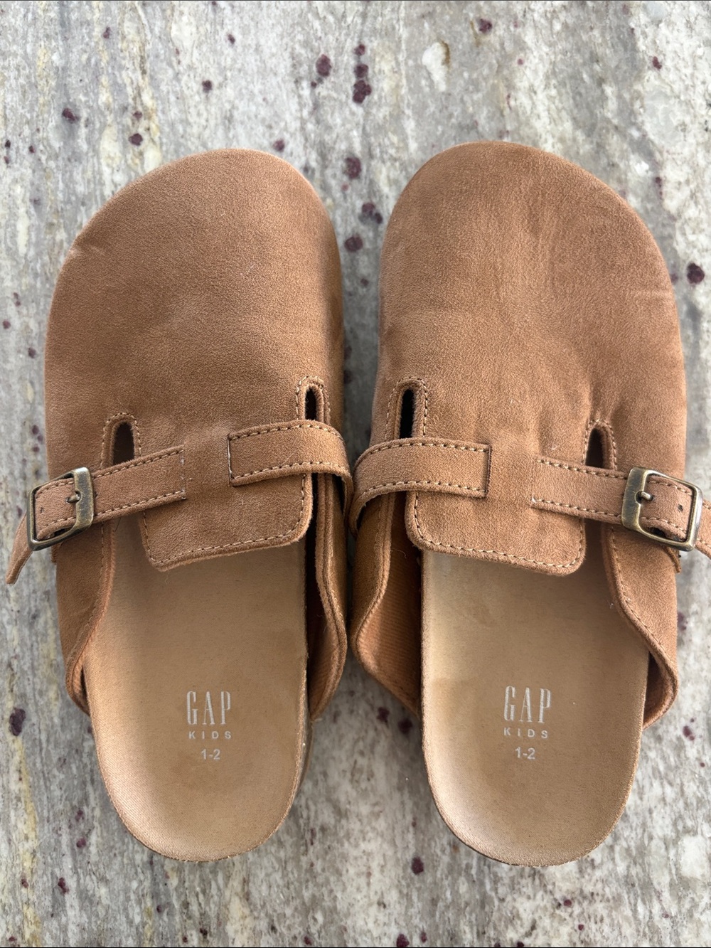 GAP Kids Tan Suede Slip-On Sandals with Buckle